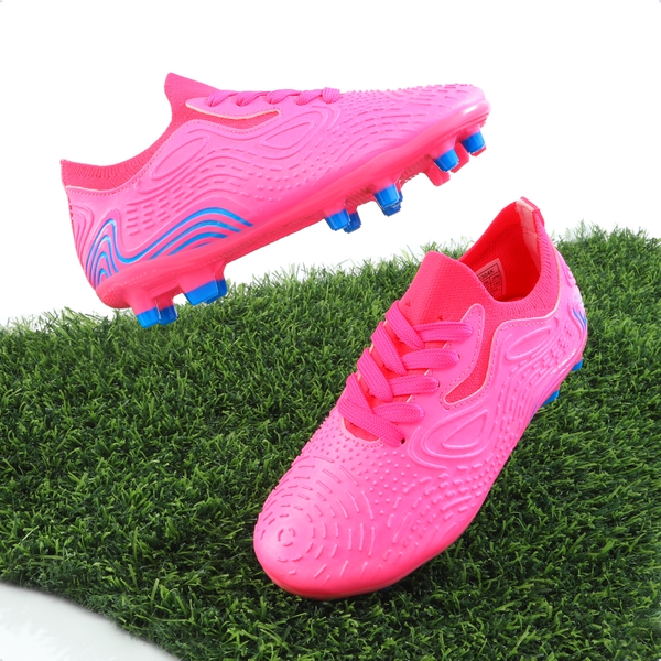 Kids Contoured Upper Soccer Shoes - HOT PINK ROYAL BLUE - 5